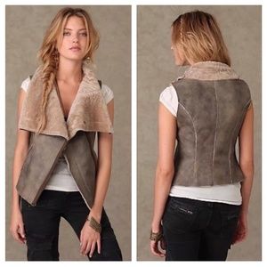 [4] Free People MUUBAA Bronson Sheepskin Gilet in Elephant Grey NWOT